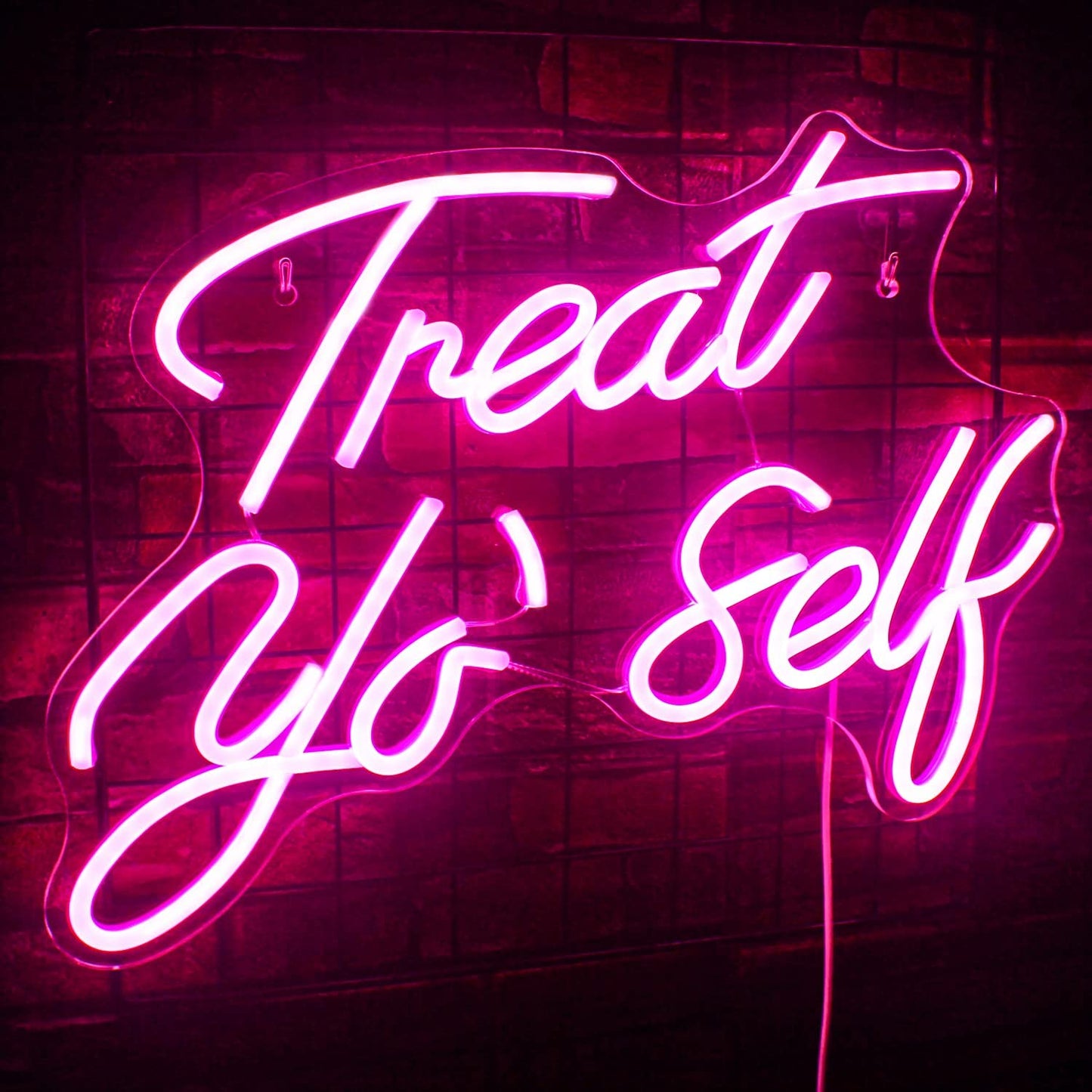 Treat Yourself Neon Sign Pink Led Word Neon Lights Usb  for Wall Decoration