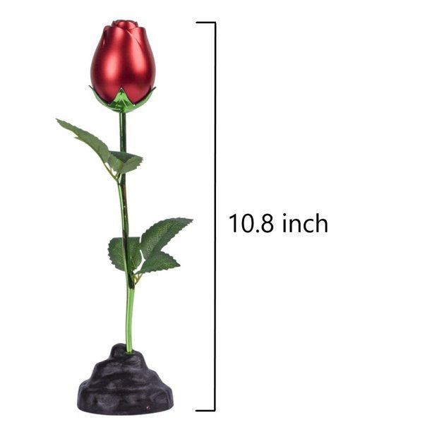 Metal Rose Flower Tabletop Ornament w/ Base- Great Gifts Idea Rose for Valentine's Day, Birthday, Mother's Day