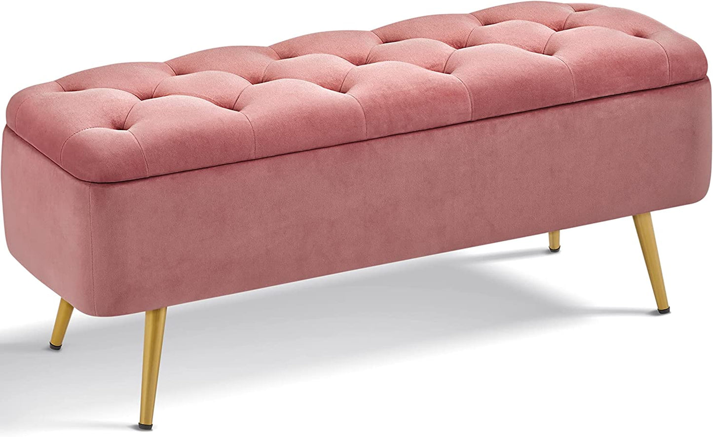 Folding Storage Ottoman Bench 42.7 Inches -Pink