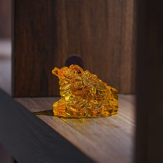 2.4inch Crystal Glass Golden Toad Figurine Collectibles Feng Shui Wealth Lucky Money Frog Statue Home Office Decoration,Lucky Gift