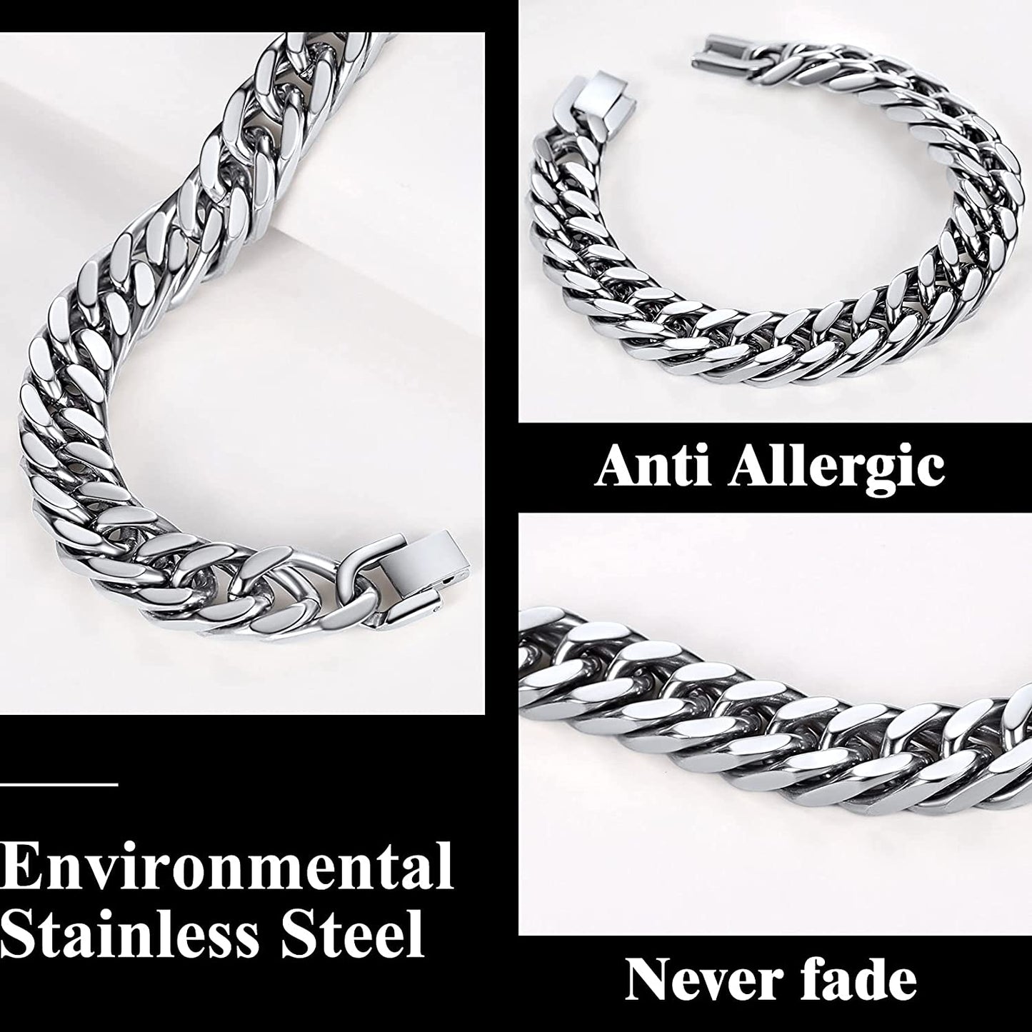 Stainless Steel Chain Bracelet for Men Classic Jewelry 04-Steel