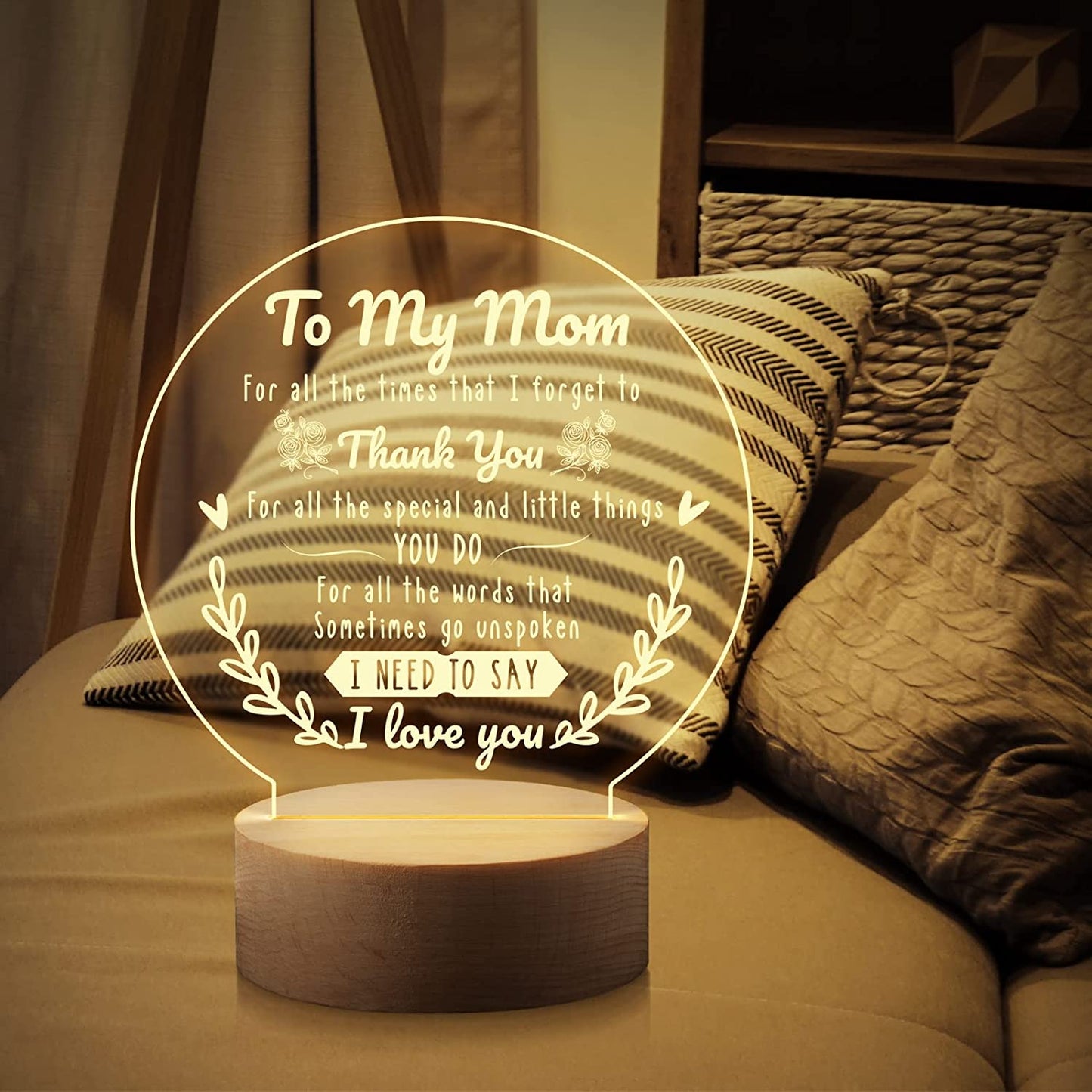 Best Mom Gifts on Mothers Day/Birthday Engraved Night Light Lamp 15CM*19CM