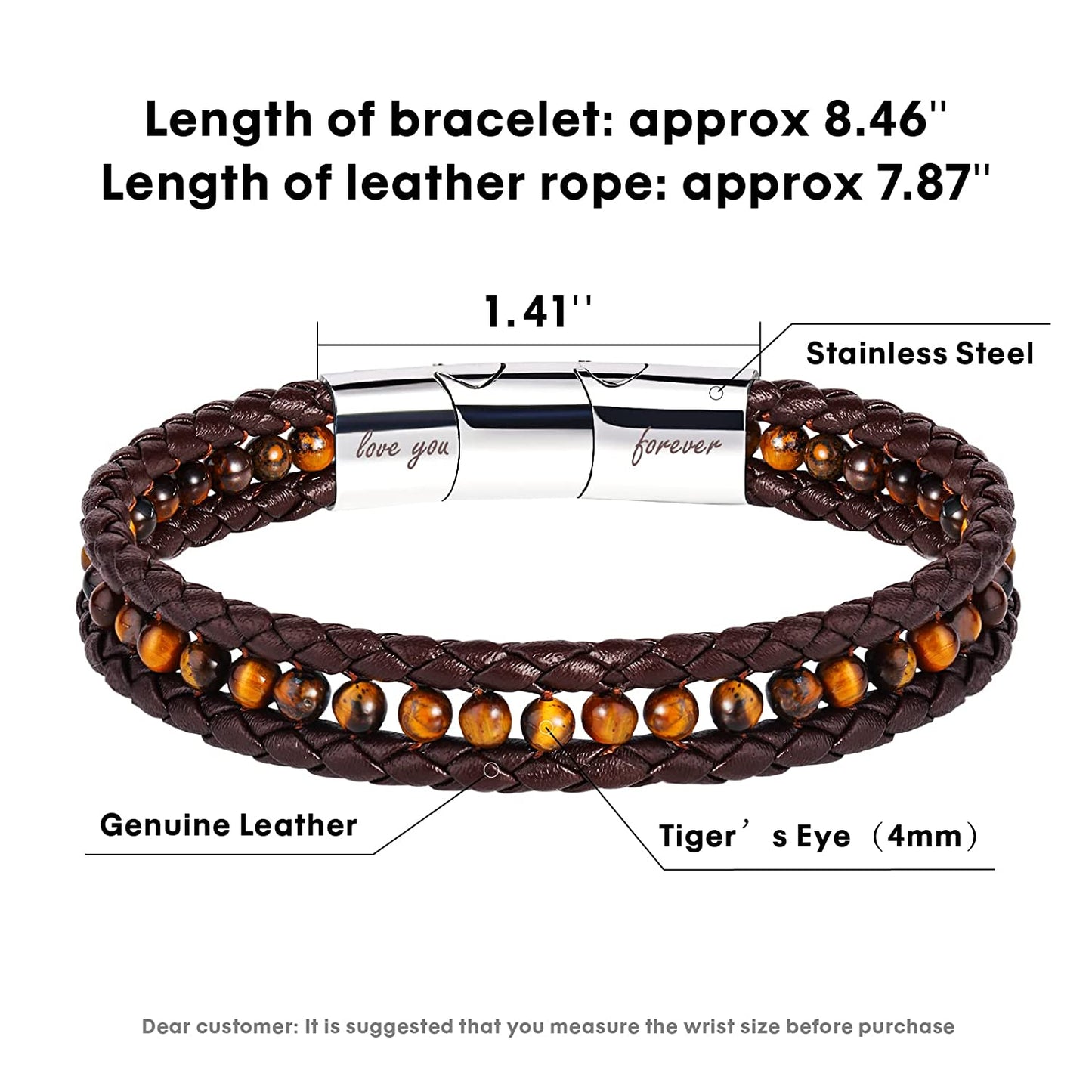 To My Father Leather Bracelets For Men, Brown- Fathers Day Gift w/ Box