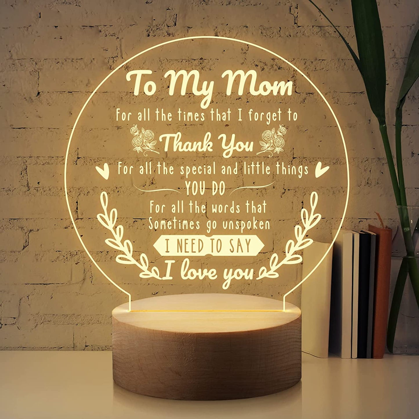 Best Mom Gifts on Mothers Day/Birthday Engraved Night Light Lamp 15CM*19CM