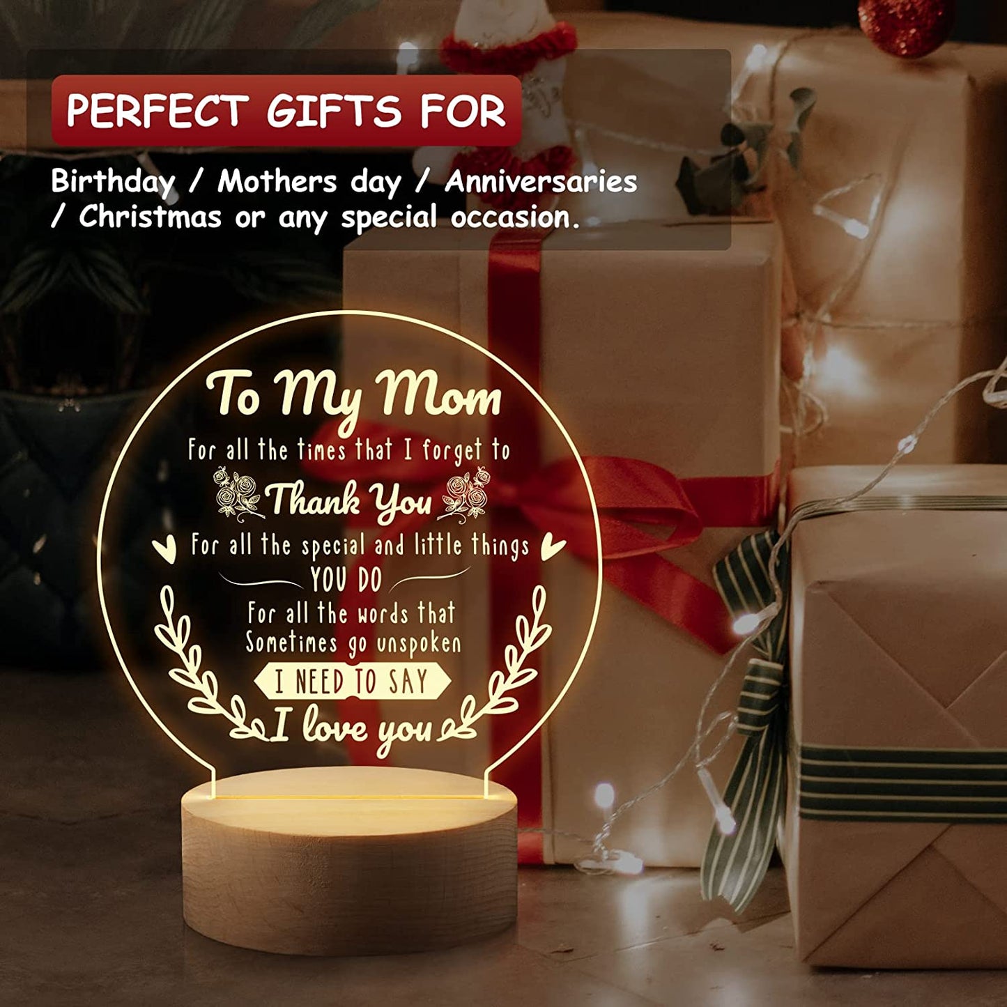 Best Mom Gifts on Mothers Day/Birthday Engraved Night Light Lamp 15CM*19CM