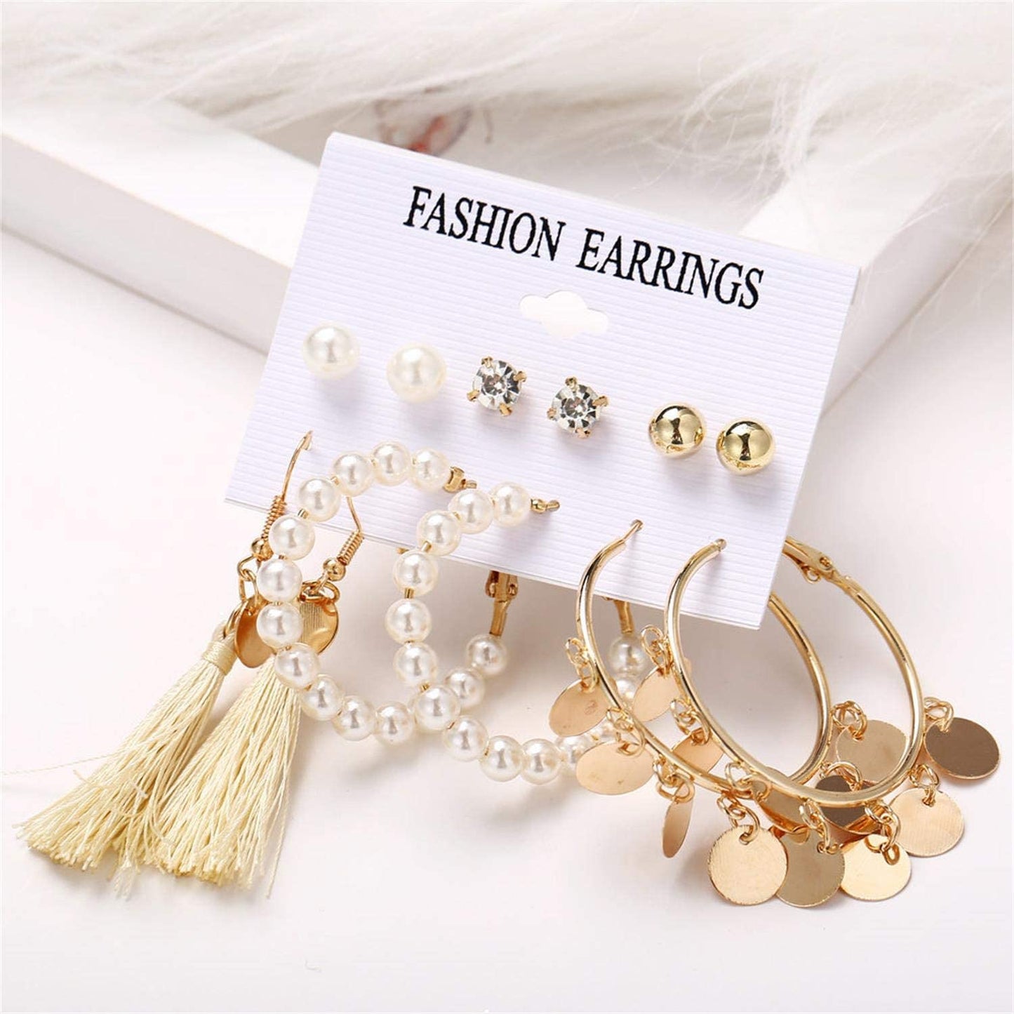 60 Pairs Fashion Earrings with Leopard Hoop Stud Jacket Earrings, Tassel Dangling