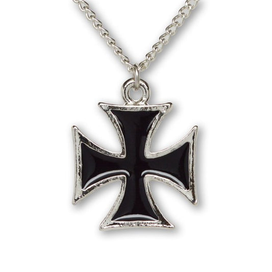 Cross Black Enamel on Silver Finish Pewter Cosplay Pendant Necklace for Men/Women