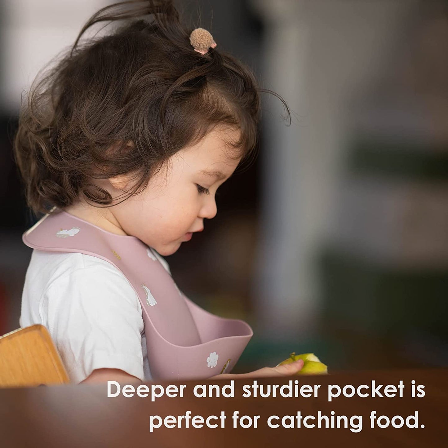 Baby Silicone Bibs 2 Sets w/ Food Catcher for Girls Boys Toddlers BPA Free-Dusty blue/Shifting sand