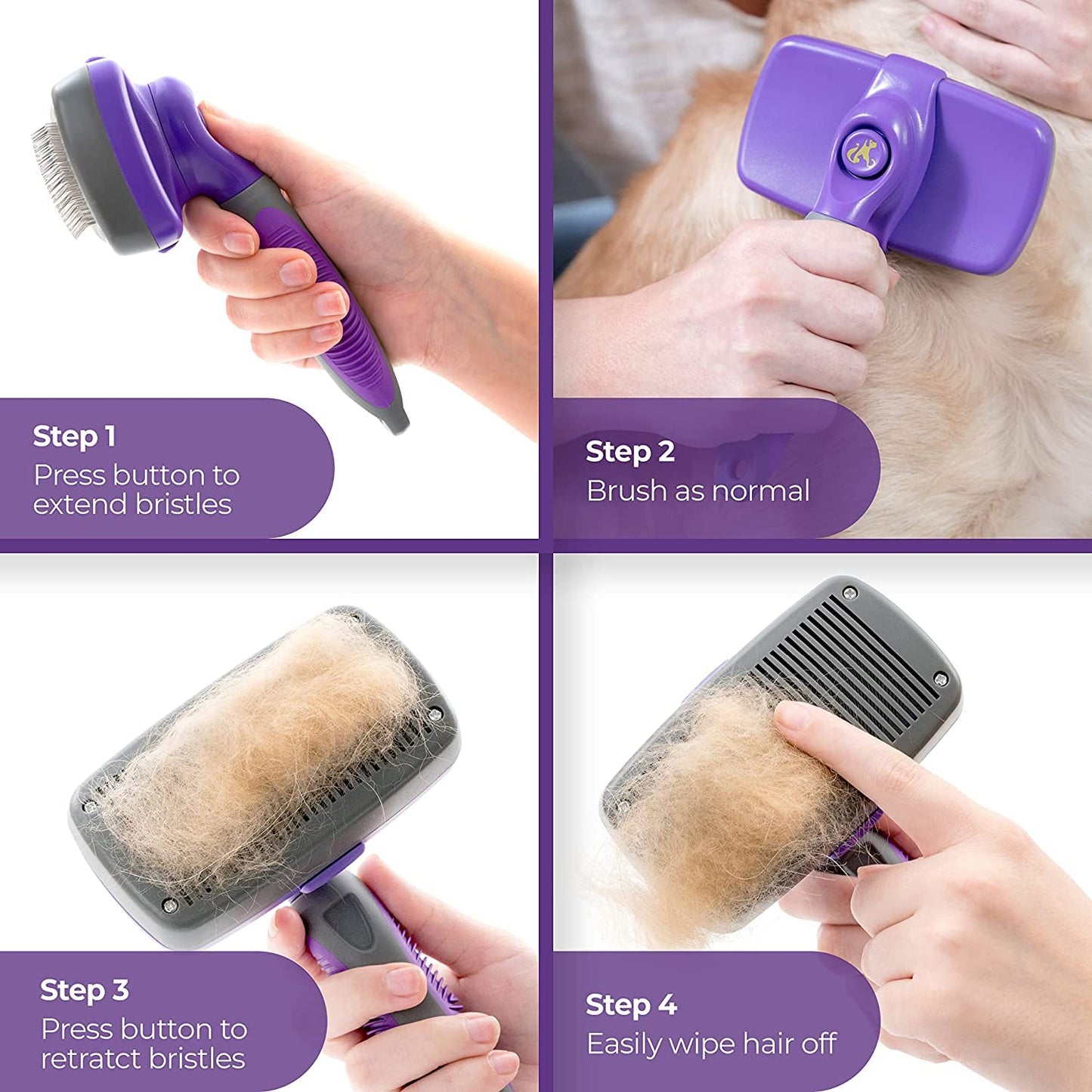 Self-Cleaning Slicker Brush for Dogs, Cats-The Ultimate Dog Brush for Shedding, Original