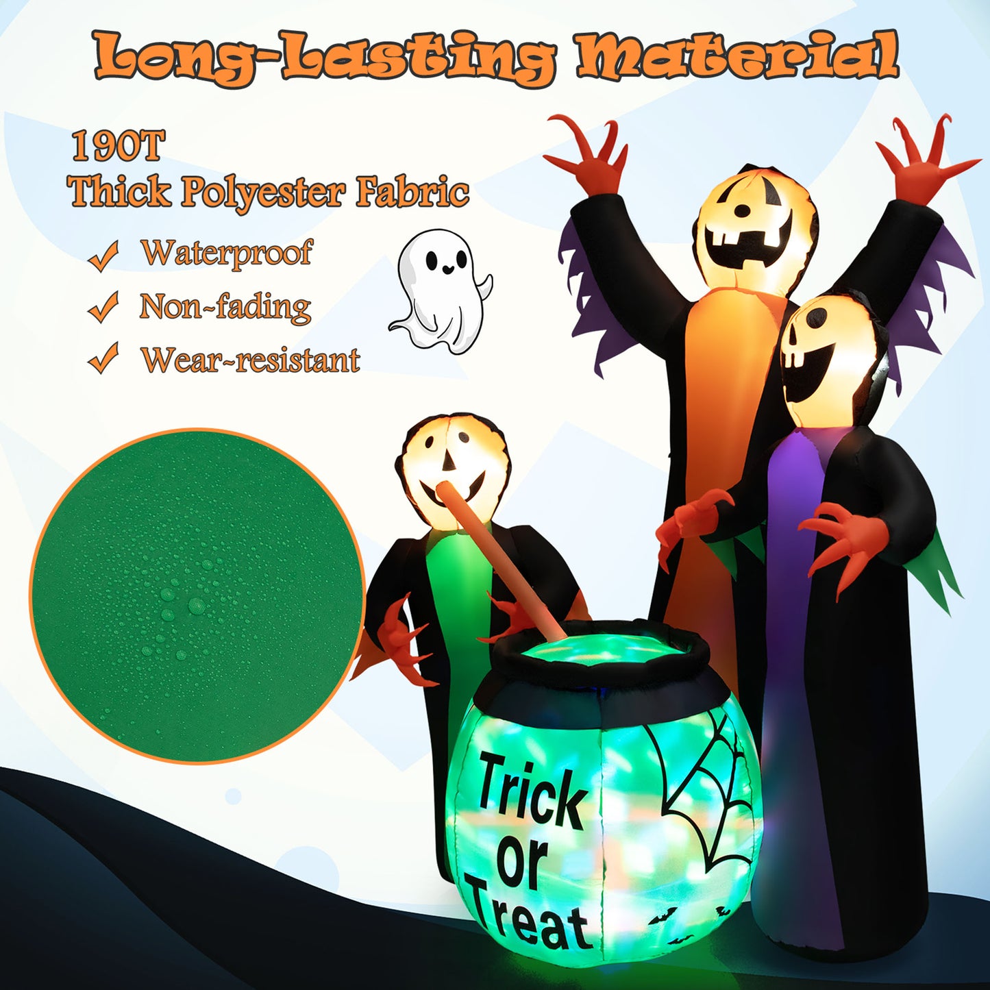 8' Halloween Inflatable Witch Decor w/ Bright LED Lights