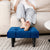 Small Footstool Ottoman, Velvet Wooden Legs Sofa Footrest Extra Seating for Living Room (Blue 1PACK)