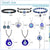 11Pcs Evil Eye Necklace Pendant for Women Men Leather Rope Earrings Protection Bracelet Charms