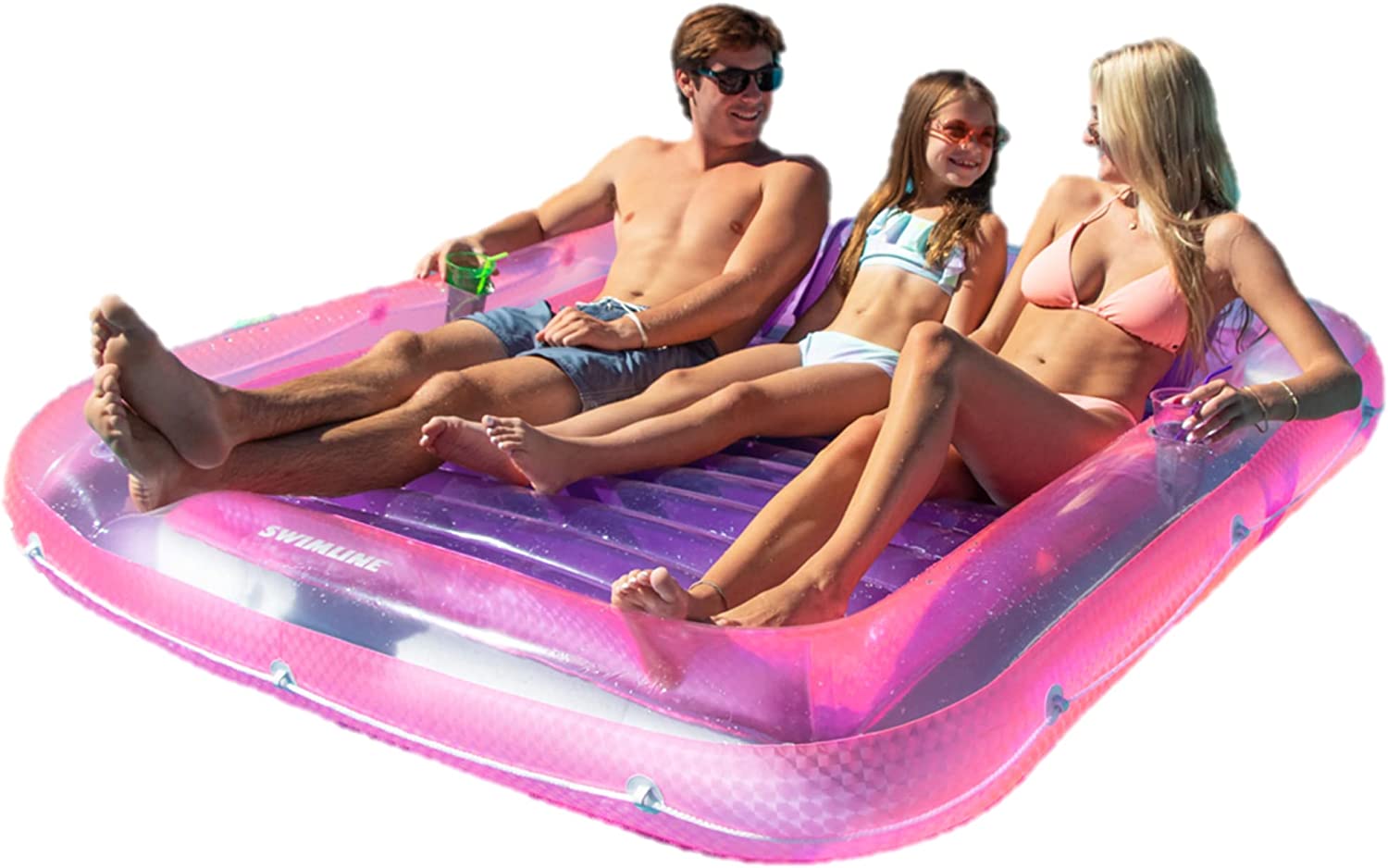 Tub Inflatable Tanning Pool Float For Adults Kids Lounger Series-Classic XL (Pink / Purple)