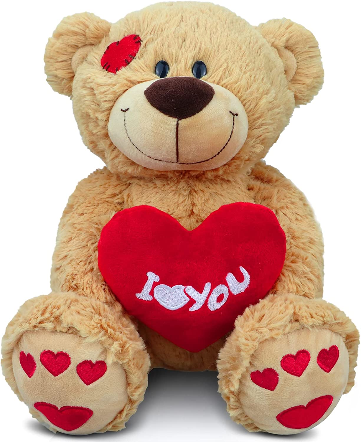 I Love You Teddy Bear, 10" Plush Stuffed Bear w/ Red Heart for Valentines Day Gift