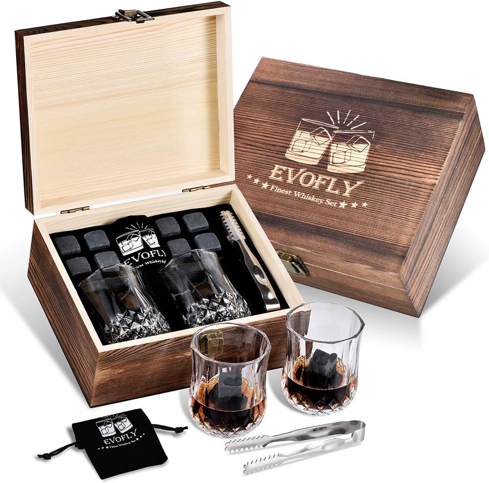 Whiskey Stones Gift Set, Christmas Birthday Gifts for Men Dad, Anniversary Wedding Gifts for Him Husband Boyfriend Grandpa Brother Boss, Unique