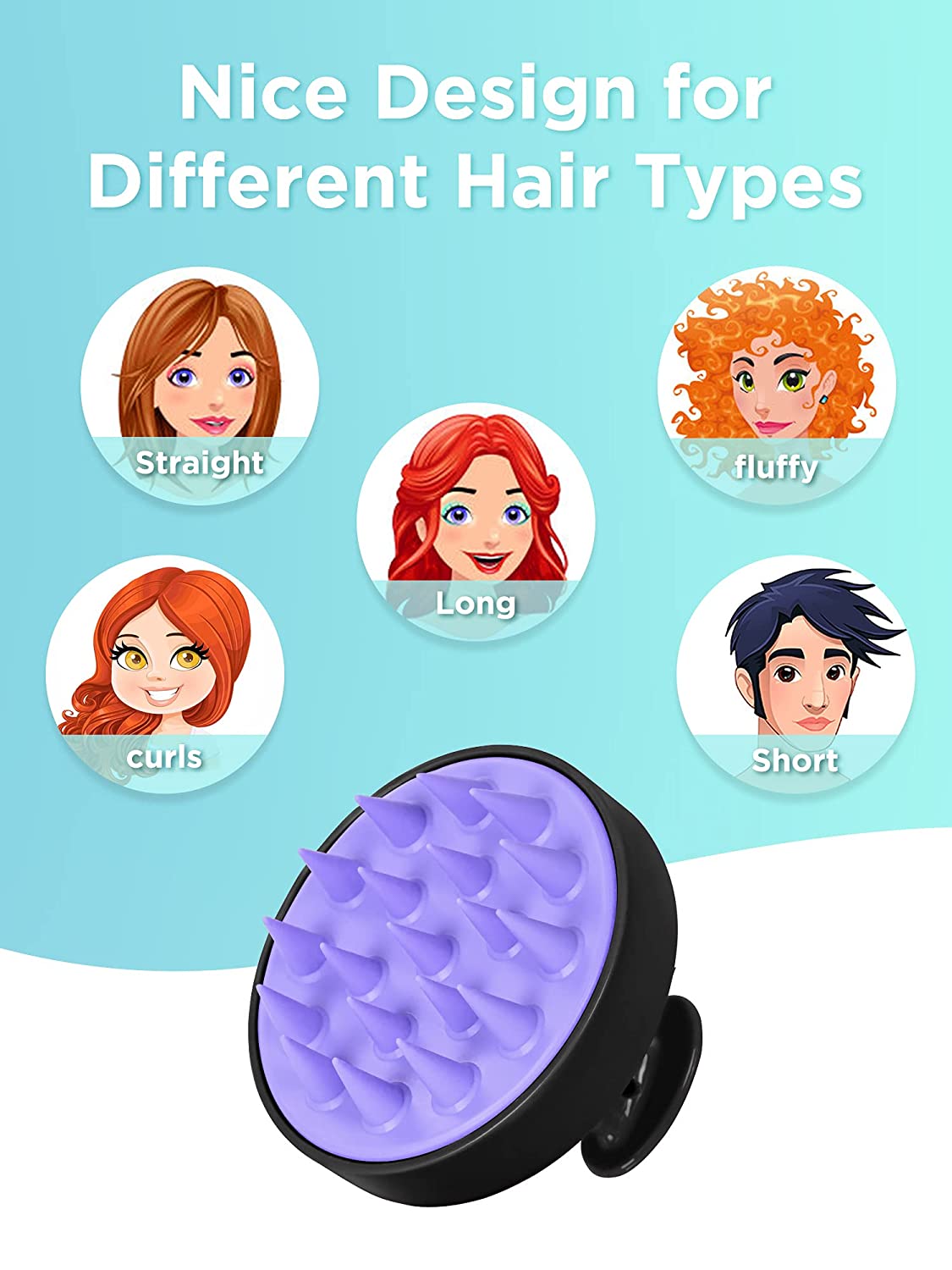 Hair Shampoo Brush, Scalp Care Hair Brush with Soft Silicone Scalp Massager (Black)