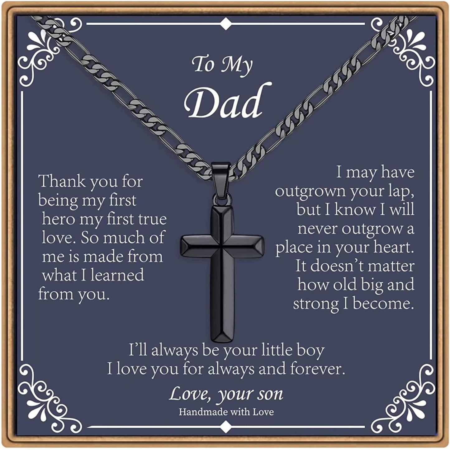 Fathers Day Cross Gifts for Men, Black (To my dad from son)