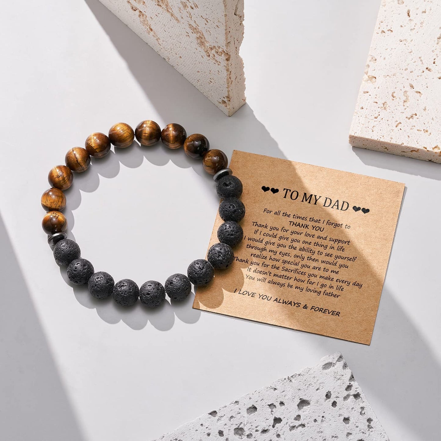 Fathers Day Gifts for Dad/Grandpa/Uncle/Boyfriend Gifts Natural Lava Stone Bracelet for Men