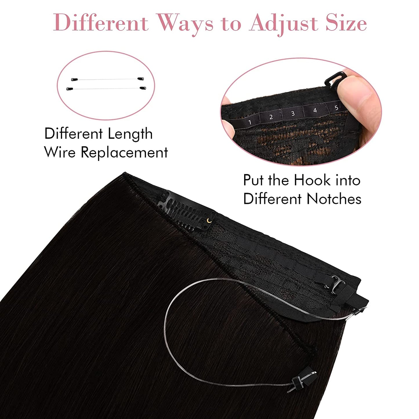 Invisible Wire Hair Extensions 20 Inch - Chestnut Brown with Blonde Hightlights