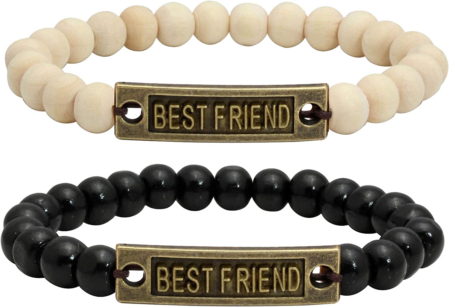 1 Pair Wood Beads Bracelet for Friendship Distance Bracelet Wristband Best Friends