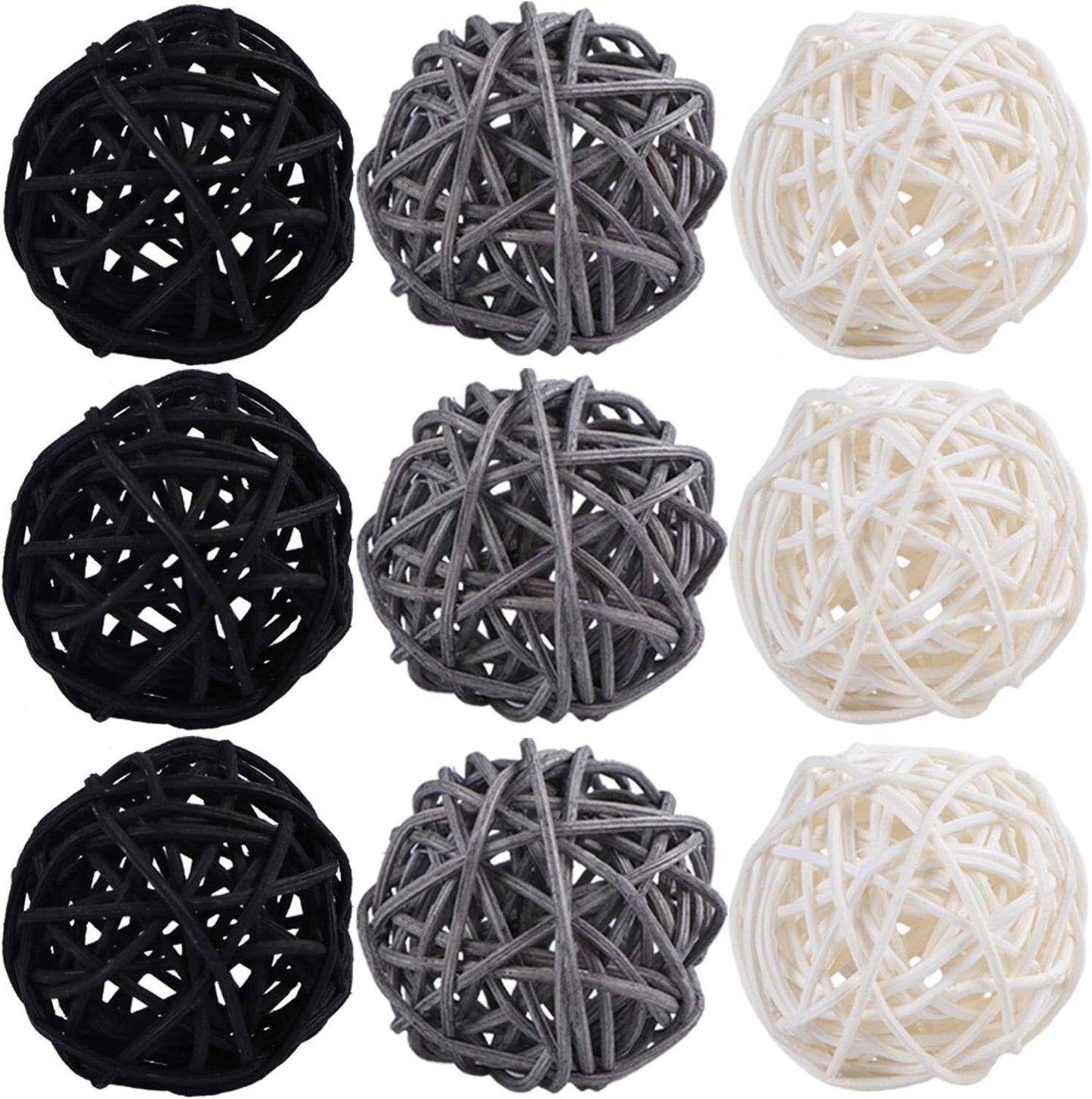 9 Pcs 3 Inch Wicker Balls Decorations, Rattan Balls Decorative for Home Decor DIY Vase Bowl Filler Ornament Baby Room Nursery Décor Wedding Table Decoration