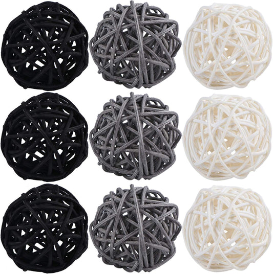 9 Pcs 3 Inch Wicker Balls Decorations, Rattan Balls Decorative for Home Decor DIY Vase Bowl Filler Ornament Baby Room Nursery Décor Wedding Table Decoration