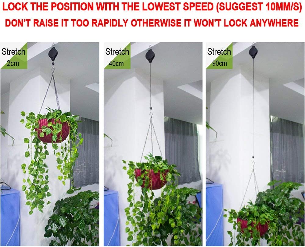 4 Pack Plant Hook Pulley, Retractable Plant Hanger Easy Reach Hanging Flower Basket