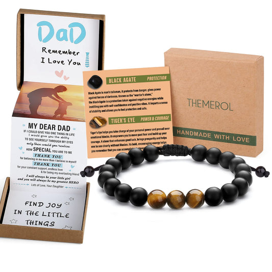 Fathers Day Gifts From Daughter Gifts for Dad Birthday Gift Bracelets for Men Tiger Eye