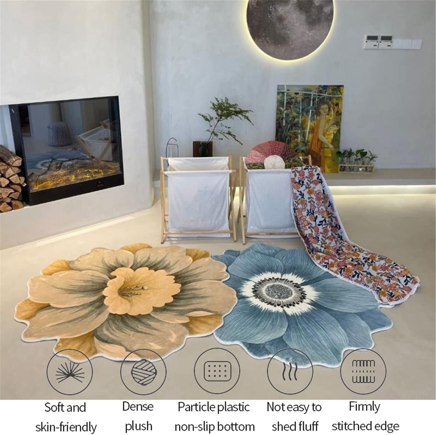 Flower Shaped Rug Redbud Carpet Trendy Area Rugs Non Slip