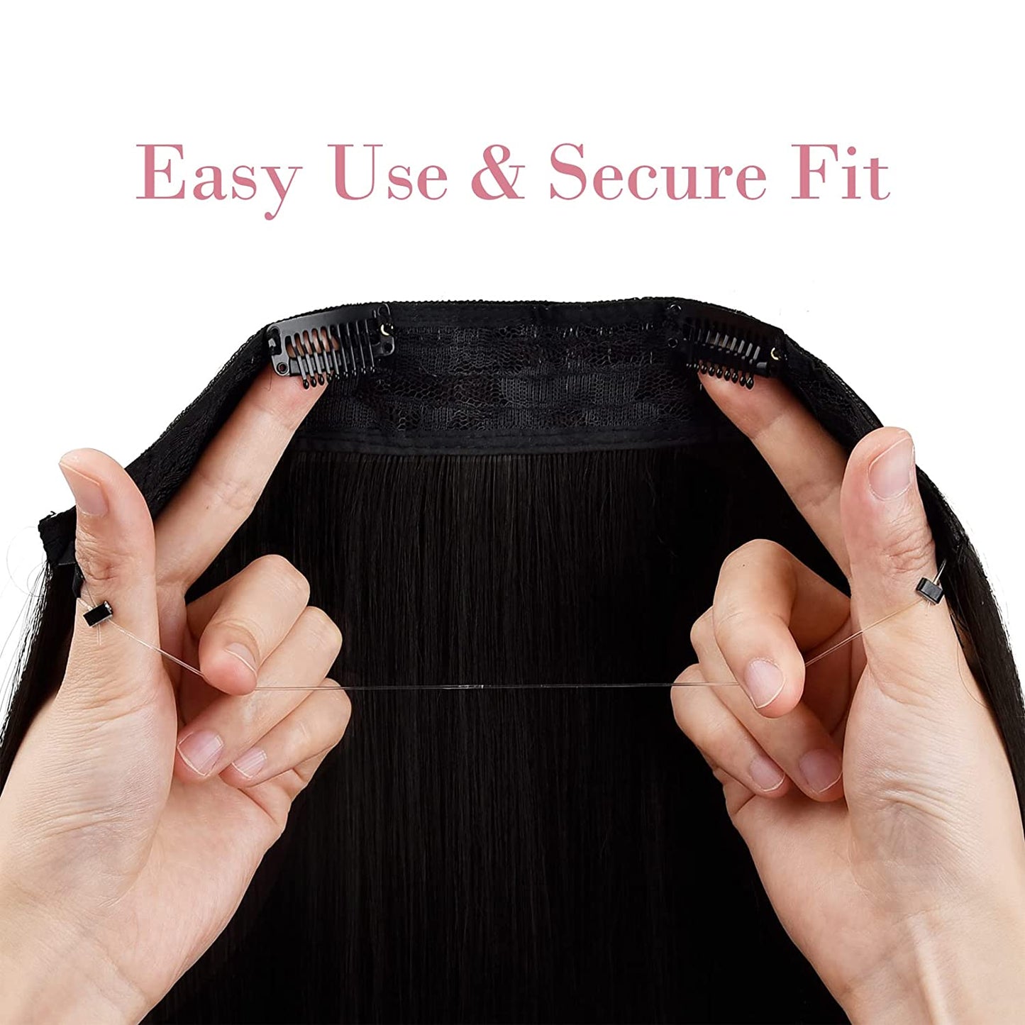 Invisible Wire Hair Extensions 20 Inch - Chestnut Brown with Blonde Hightlights