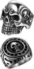 2Pcs Bikers Stainless Steel Gothic Skulls Ring,Black Silver, Size 8-15