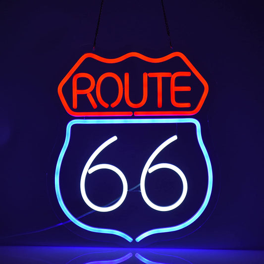 Historic Route 66 Neon Sign Wall Art Decoration