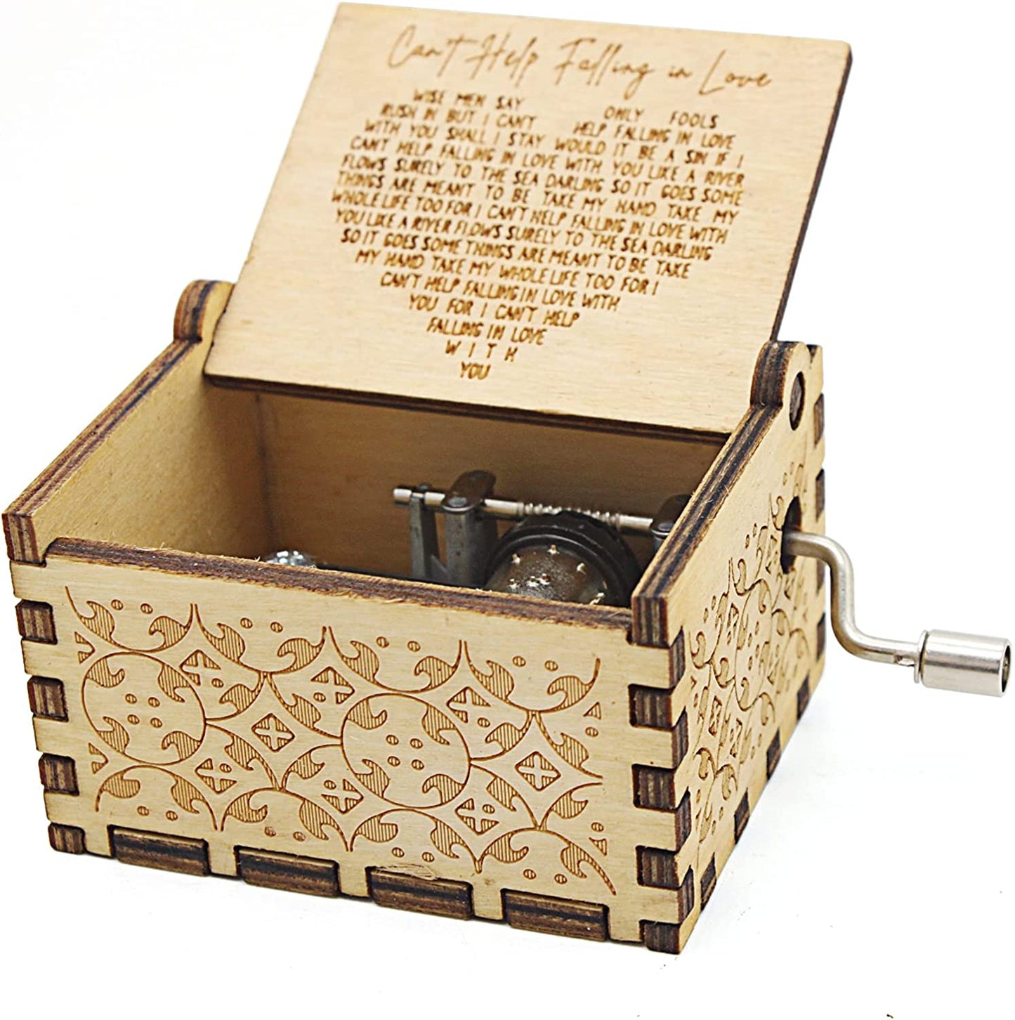 Can't Help Falling in Love Wood Music Box, Antique Best Gift for Valentines Day (WOOD)