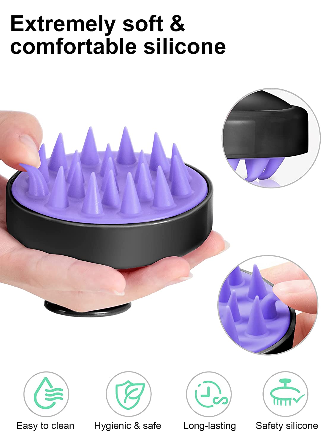 Hair Shampoo Brush, Scalp Care Hair Brush with Soft Silicone Scalp Massager (Black)