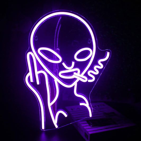 Purple Alien Neon Sign,Purple Neon Sign,LED Sign Alien Neon Signs for Wall Decor,Shop Bar Pub Man Cave,Teen Room,Game Room Decor,Hip Hop Party Neon Sign For Wall Decor,Bedroom,Party