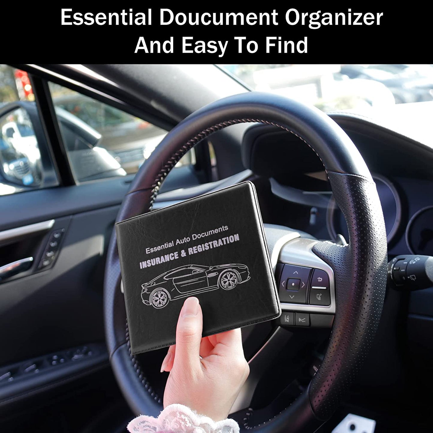 Auto Car Essential, Car Registration and Insurance Card Documents Holder2-Pack (Black)