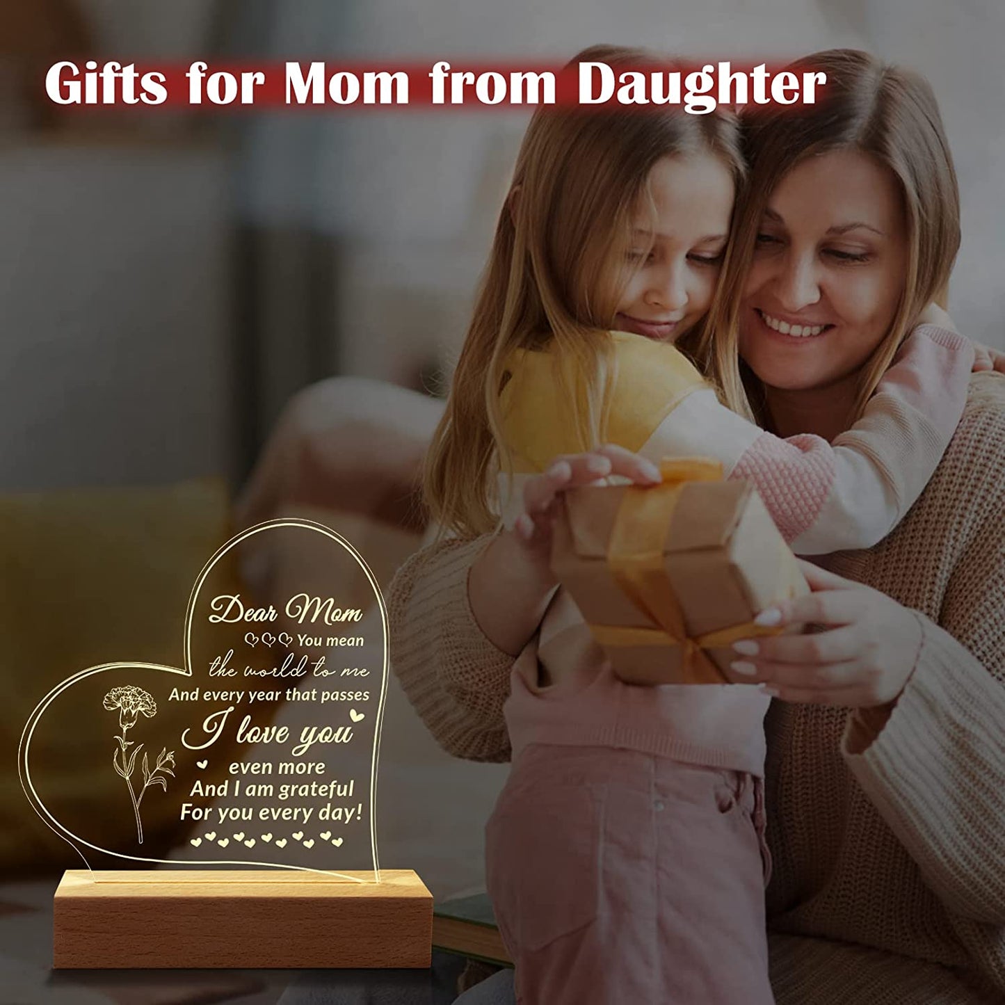 Night Light Lamps Mom Gifts from Daughter Son for Mom Birthday Gifts