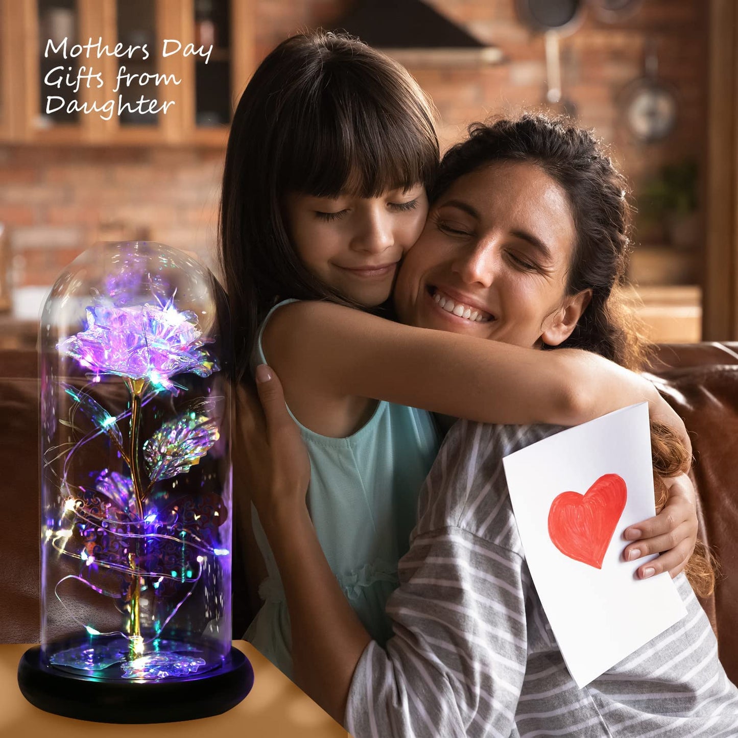 Beauty and The Beast Rose Light Up Galaxy Rose Gift w/ Butterfly in Glass Dome (Gold)