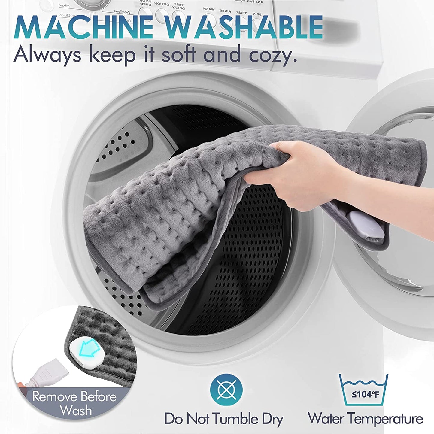 Heated Foot Warmers, 20"x24" Electric Pad w/ 6 Heat Settings, Overheating Protection, Gray