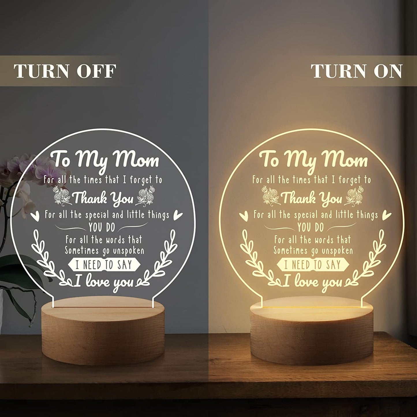 Best Mom Gifts on Mothers Day/Birthday Engraved Night Light Lamp 15CM*19CM