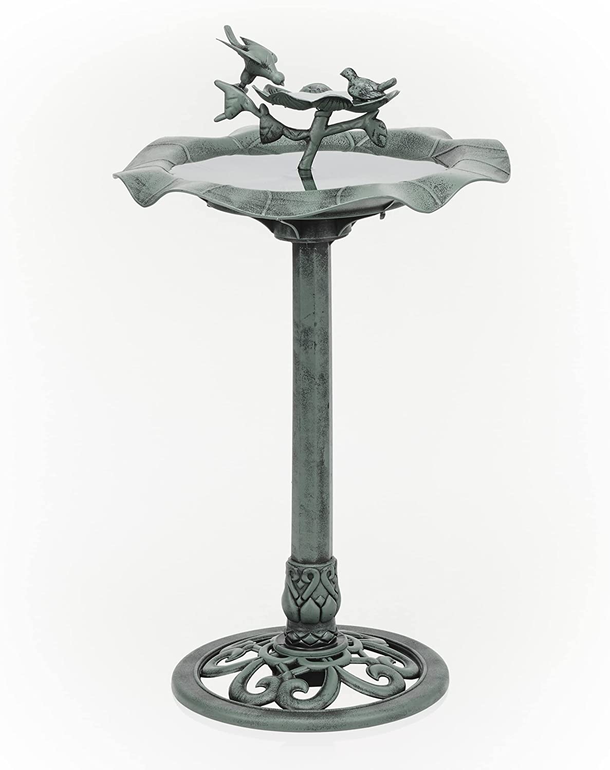 Birdbath Yard Statue, 20"L x 20"W x 33"H, Green