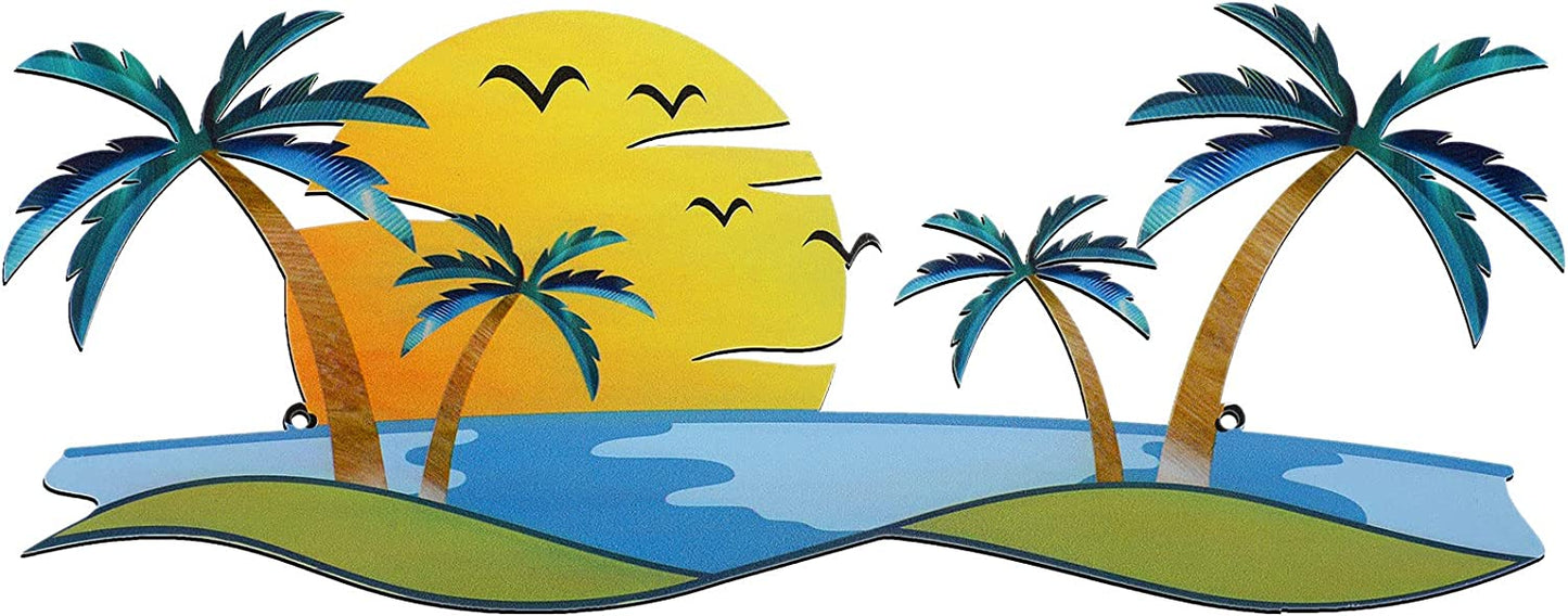 Tropical Beach Metal Wall Decoration for Indoor or Outdoor (Sunset)