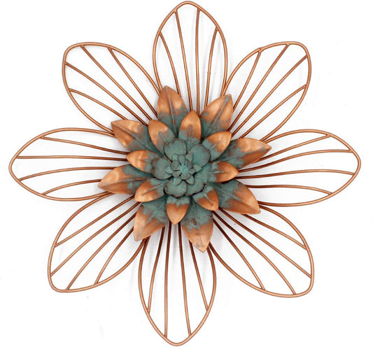 Metal Floral Wall Decoration (Copper 11.75x1.2x11.75 inches)