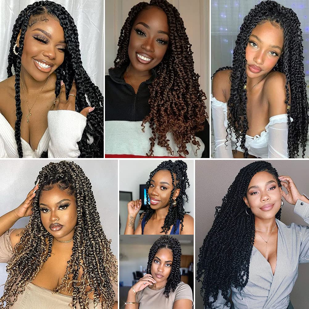 Passion Twist Hair, Water Wave Passion Twists for Butterfly Crochet Hair 18inch Long Bohemian Hair Extensions Natural Black 18 Inch (Pack of 6)