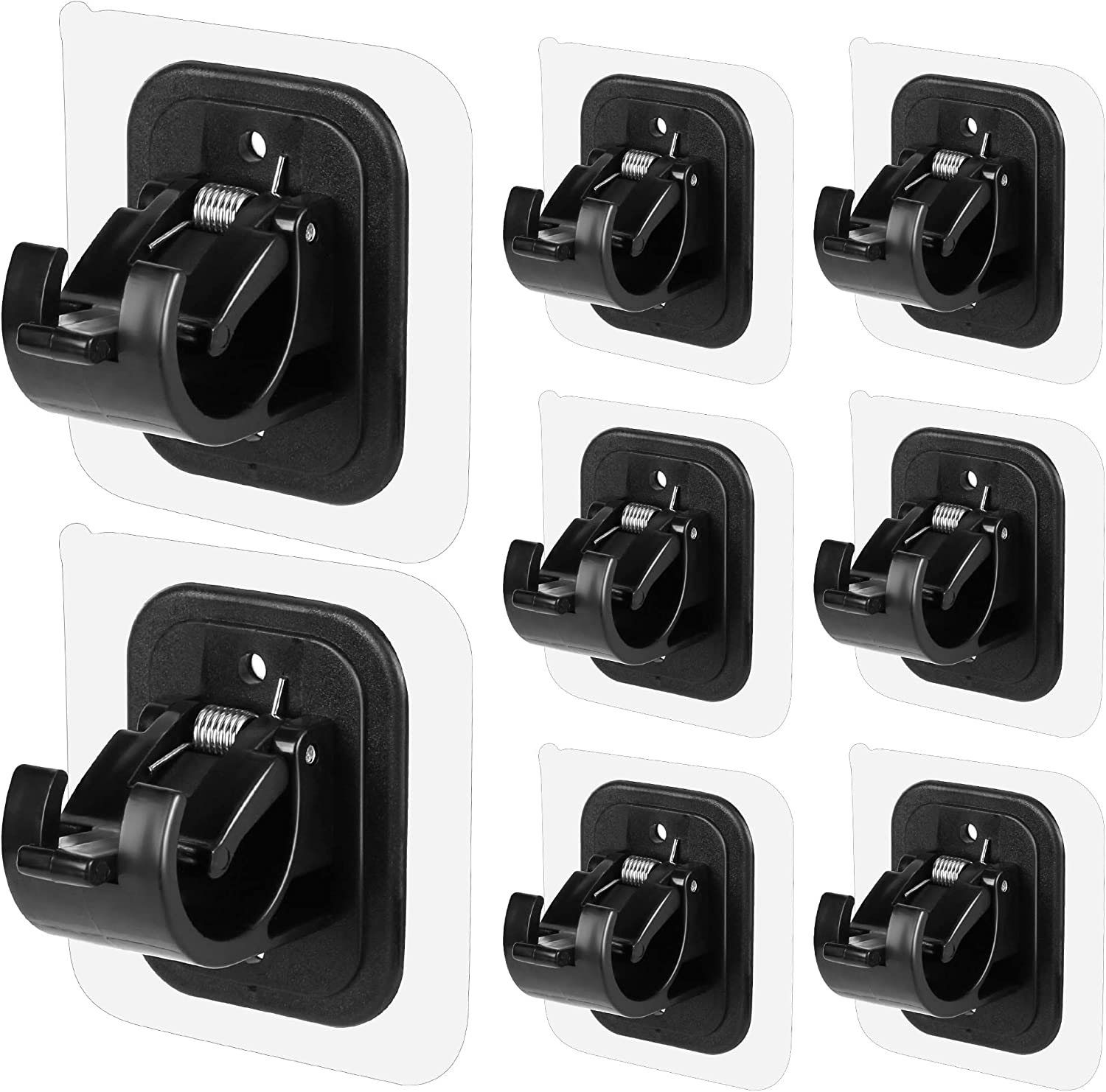 10PCS Self Adhesive Curtain Rod Holders No Drill Brackets Nail Free Adjustable (Black)