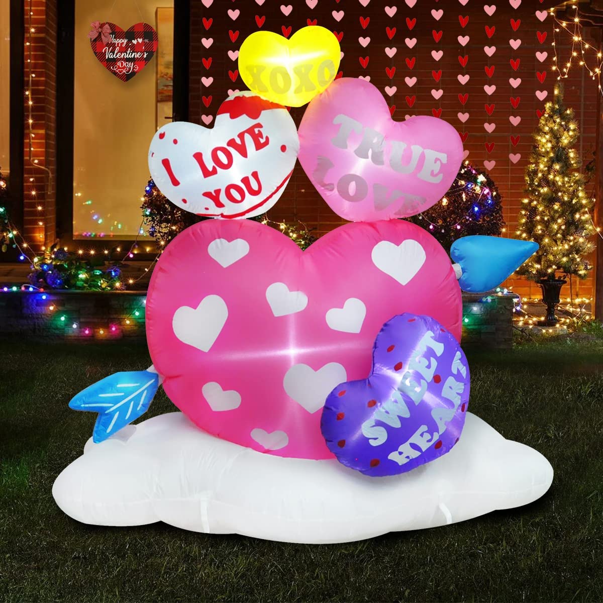 6ft cheapest Inflatable Valentine Hearts with Arrow Decoration