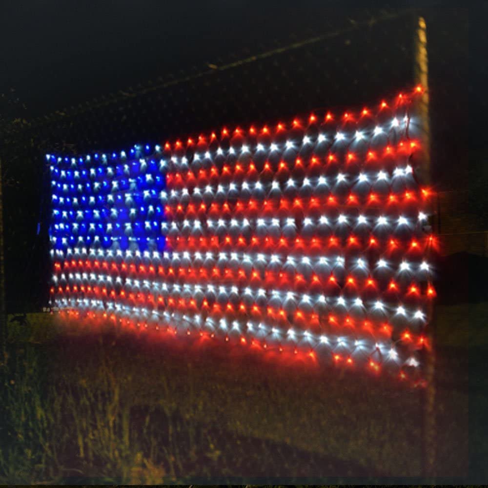 Led Flag Net Lights of The United States, Waterproof -  6.5 FT x 3.28 FT Plug In