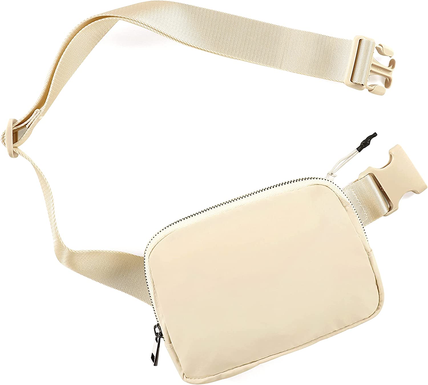 Unisex Mini Belt Bag w/ Adjustable Strap Small Waist Pouch for Workout Running Travelling Hiking, Ivory