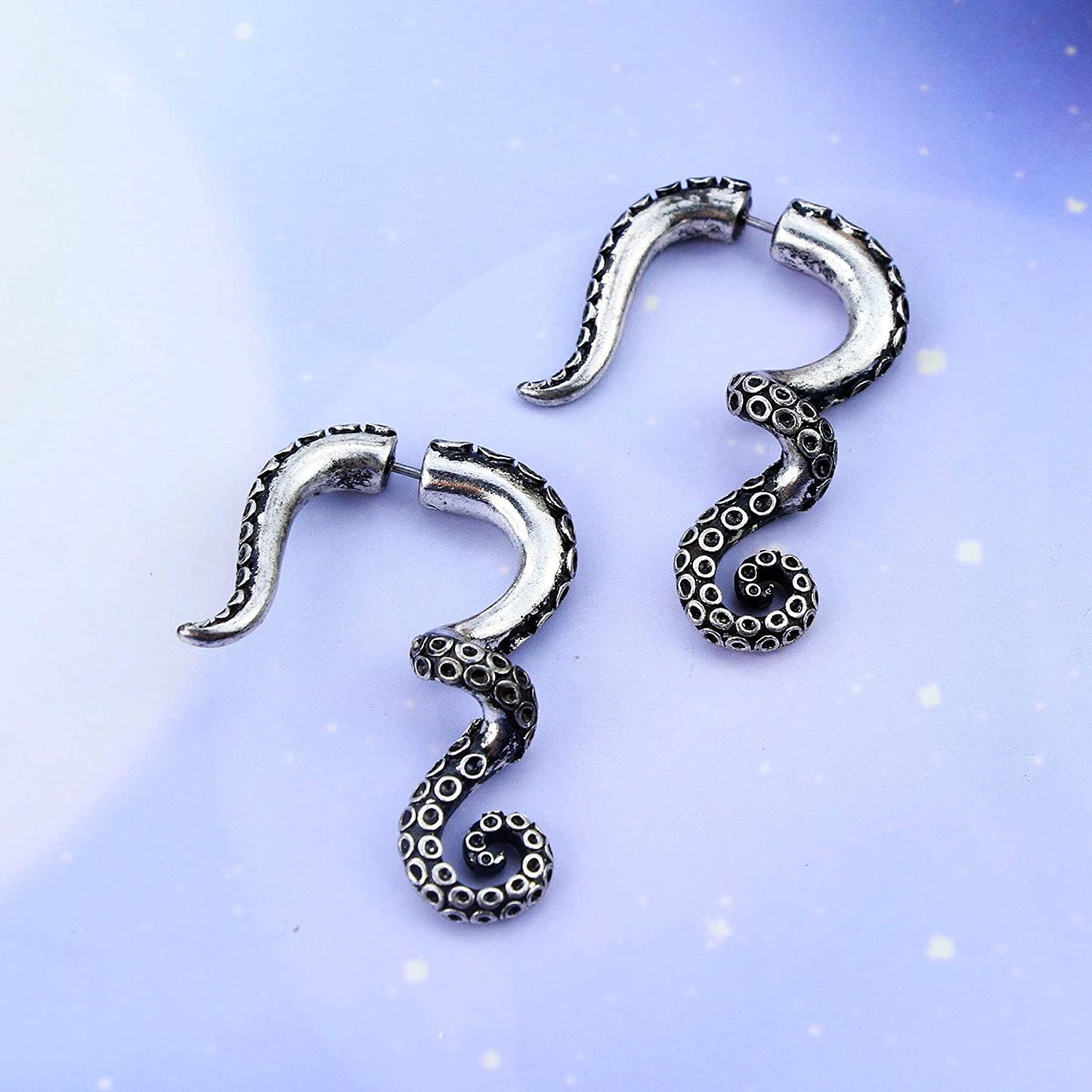 2PCS Lobe Earrings 18G Burn Silver Spiral for Men/Women