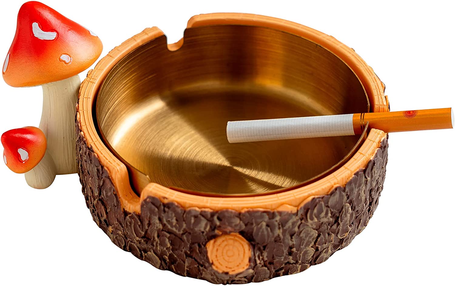 Cute Mushroom Ashtray with Stainless Steel Tray for Cigarette (Medium)